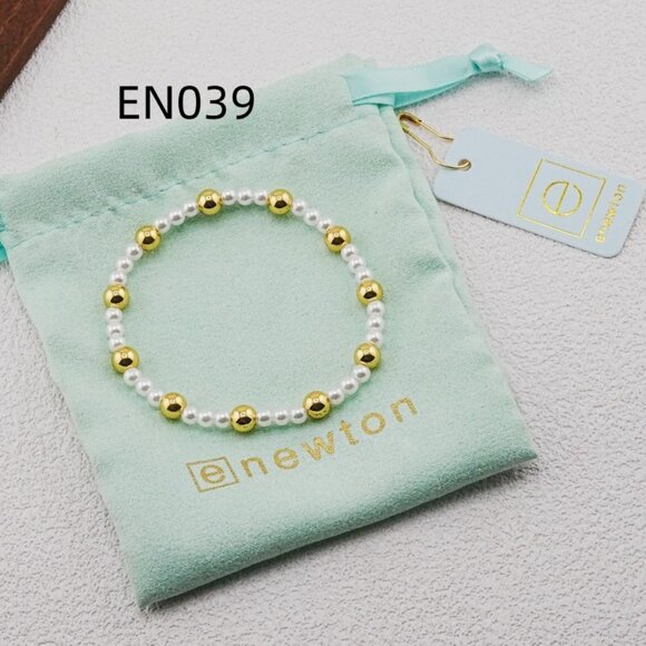Enewton Gold Bead & White Pearl Bracelet